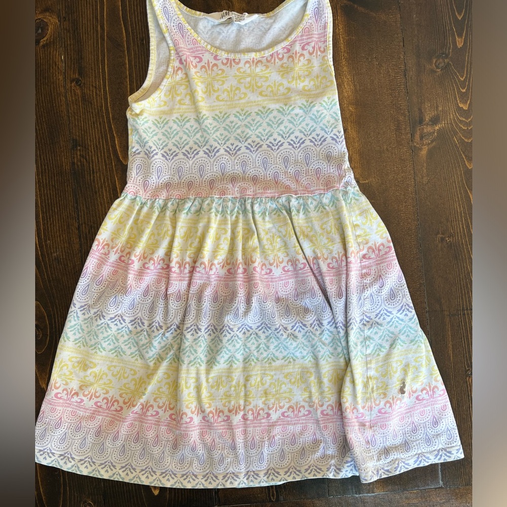 H&M Yellow and Pink Patterned Dress Sz. 6-8Y